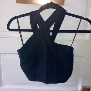 NWOT A&F Ottoman Style Tie Back Halter Neck Black size S